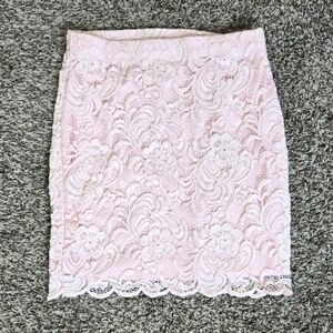 *3/$20 Ambiance 17" Pink Lace Overlay Stretch Classic Mini Skirt